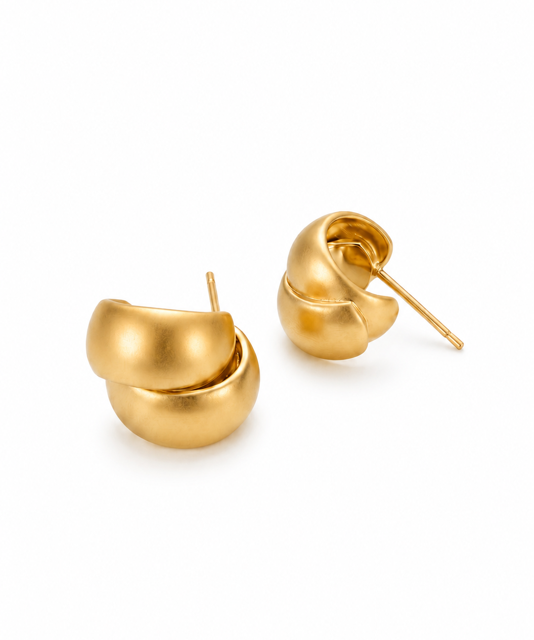18K Gold and Silver Plated Brushed C-Shaped Hoop Earrings by Natelyrian