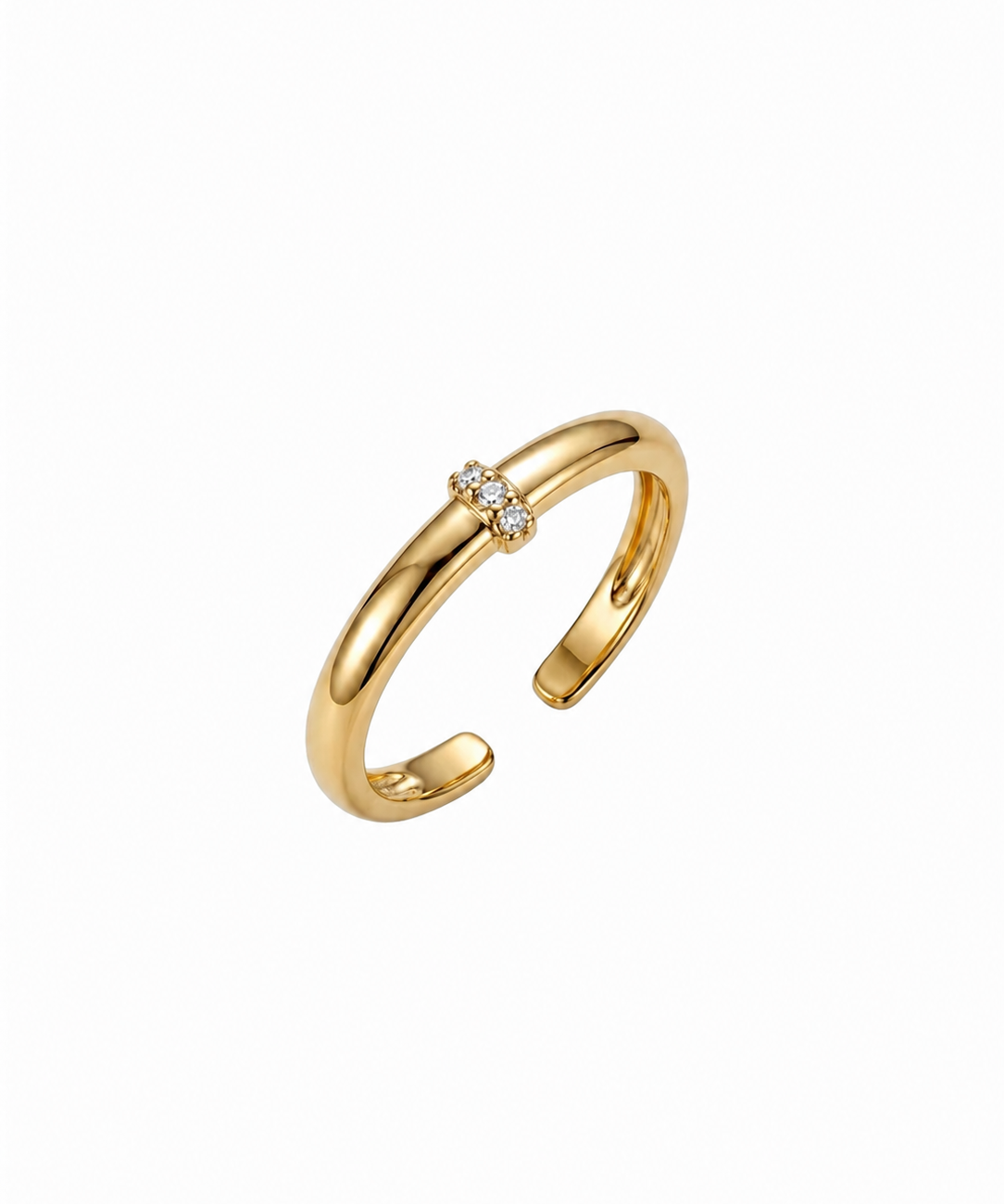 18K Gold Plated Minimalist Zircon Accent Open Ring by Natelyrian
