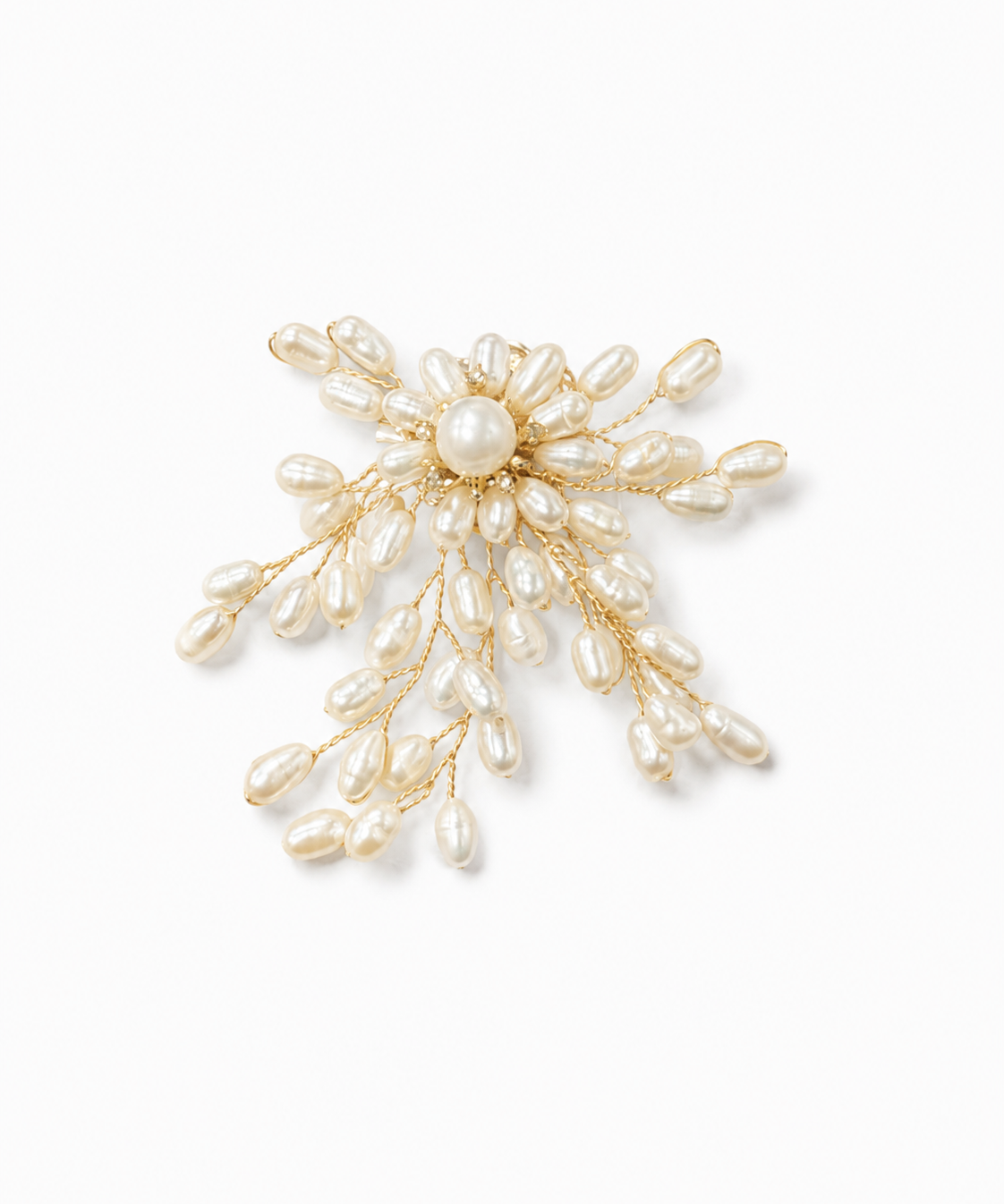 18K Gold Plated Firework Pearl Brooch by Natelyrian
