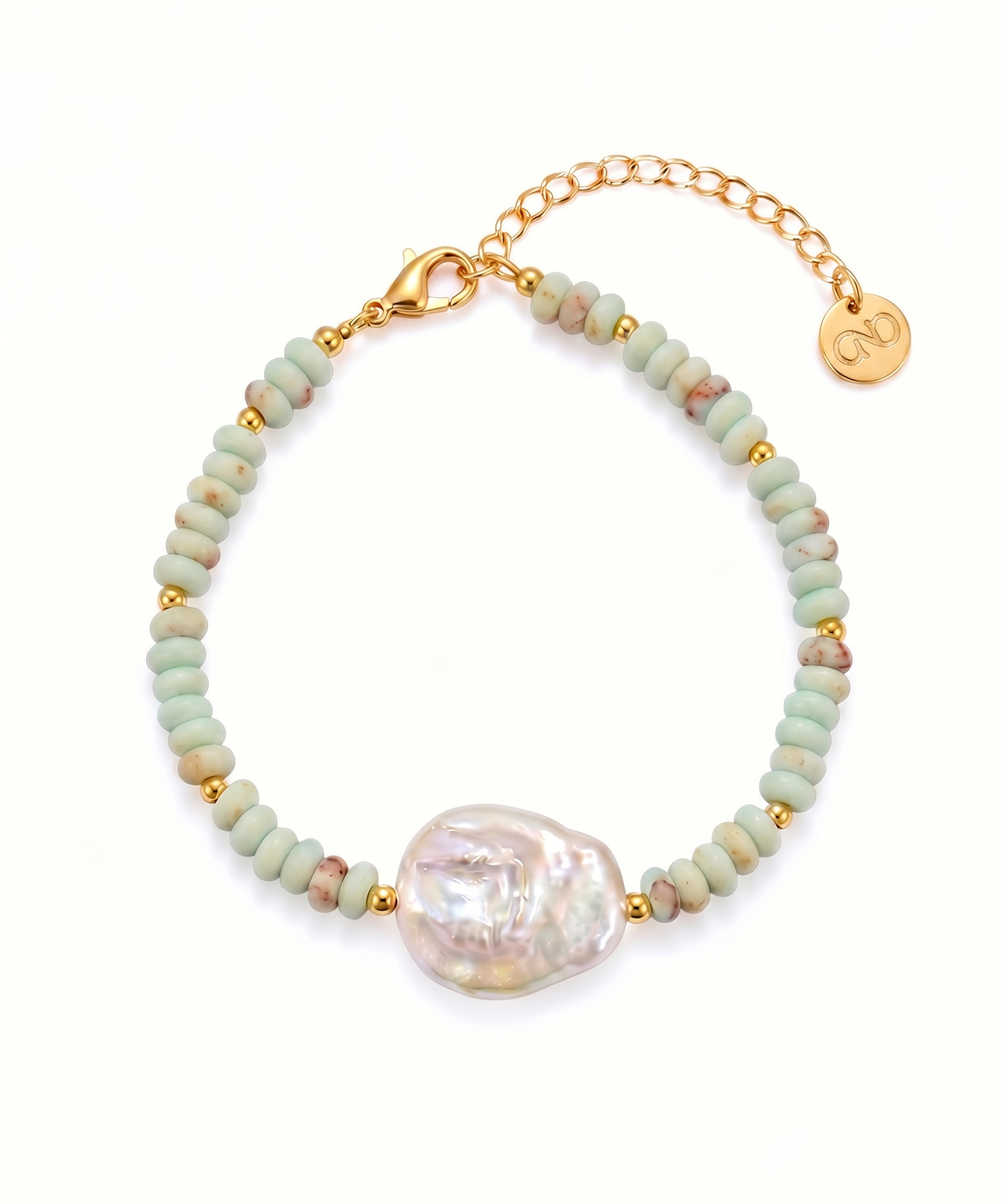 Pearl & Shoushan Gemstone Bracelet  by Natelyrian