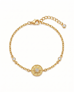 18K Gold Plated Sun Medallion Bracelet by Natelyrian