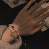 18K Gold Plated Sun Medallion Bracelet detail view