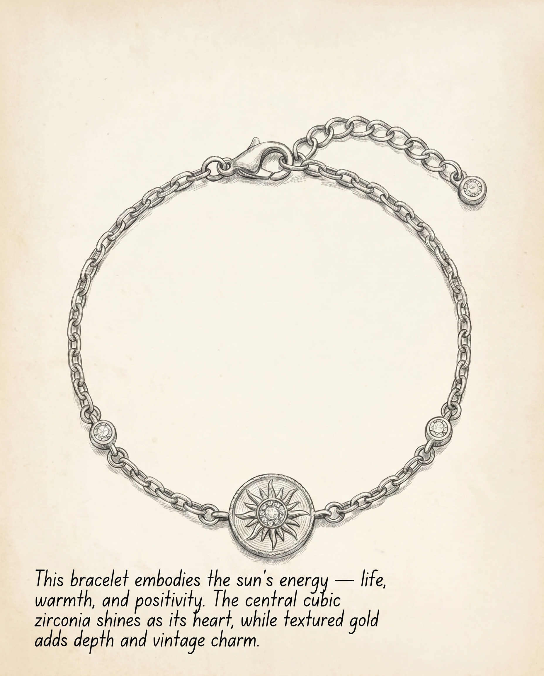 18K Gold Plated Sun Medallion Bracelet product view 6