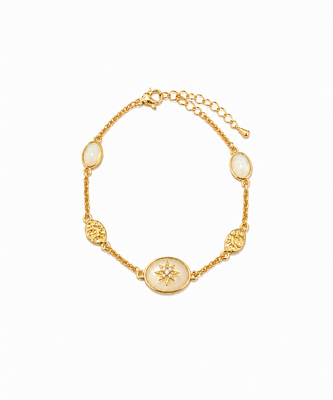 18K Gold Plated Mother of Pearl North Star Bracelet by Natelyrian