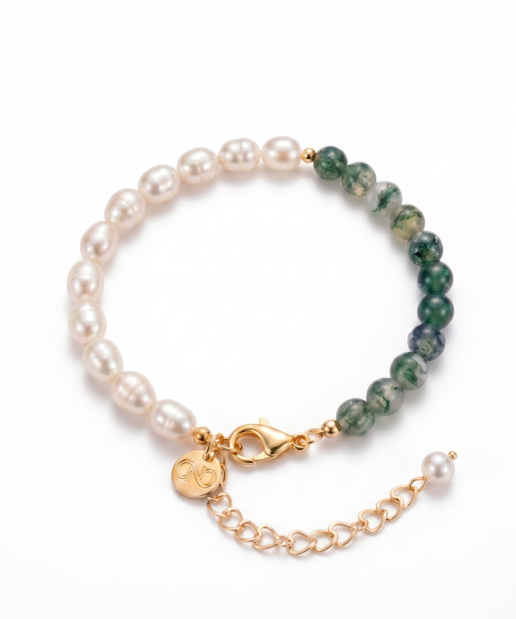 Freshwater Pearl & Dark Jade Adjustable Bracelet by Natelyrian