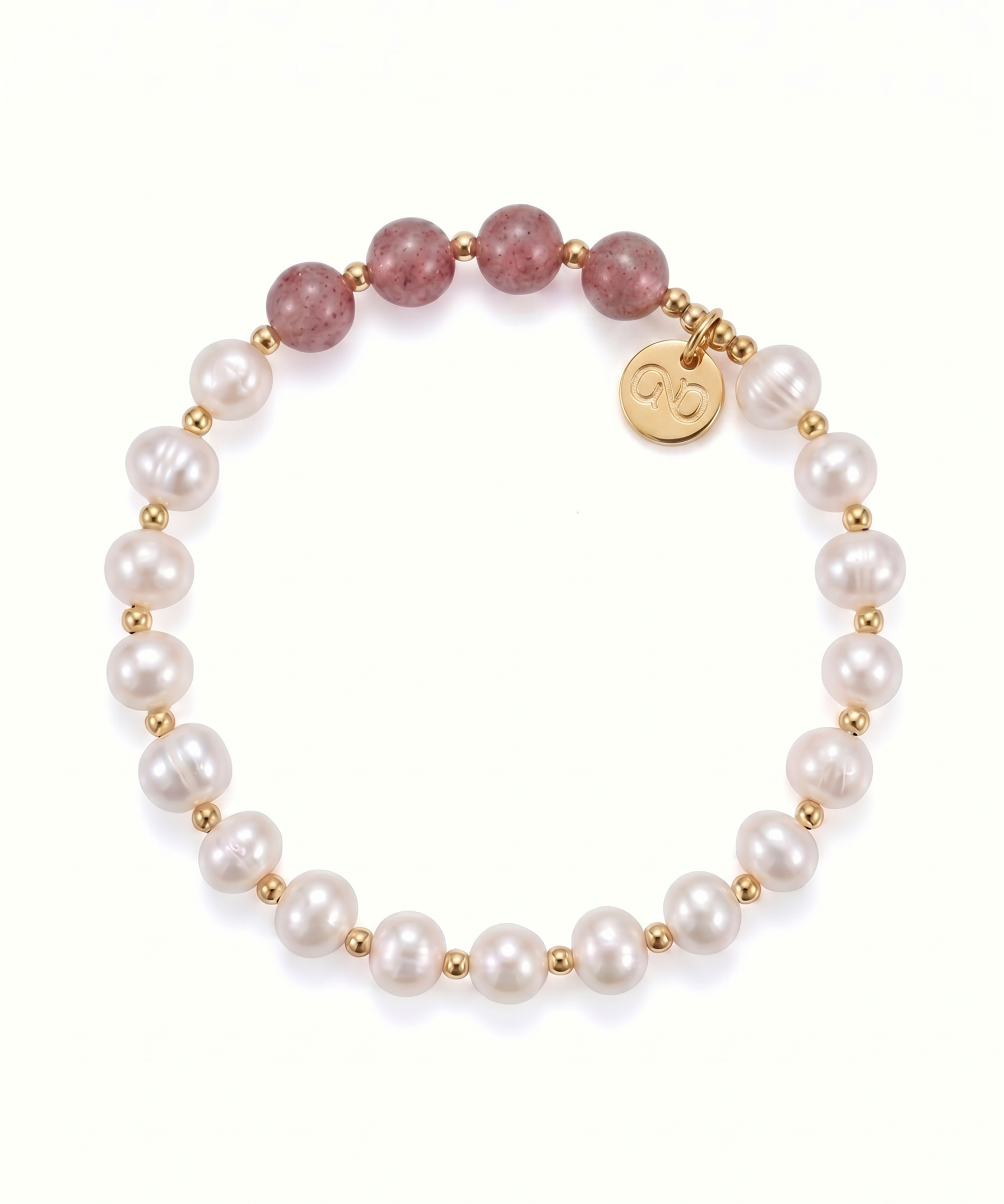 Strawberry Quartz Pearl Bracelet by Natelyrian