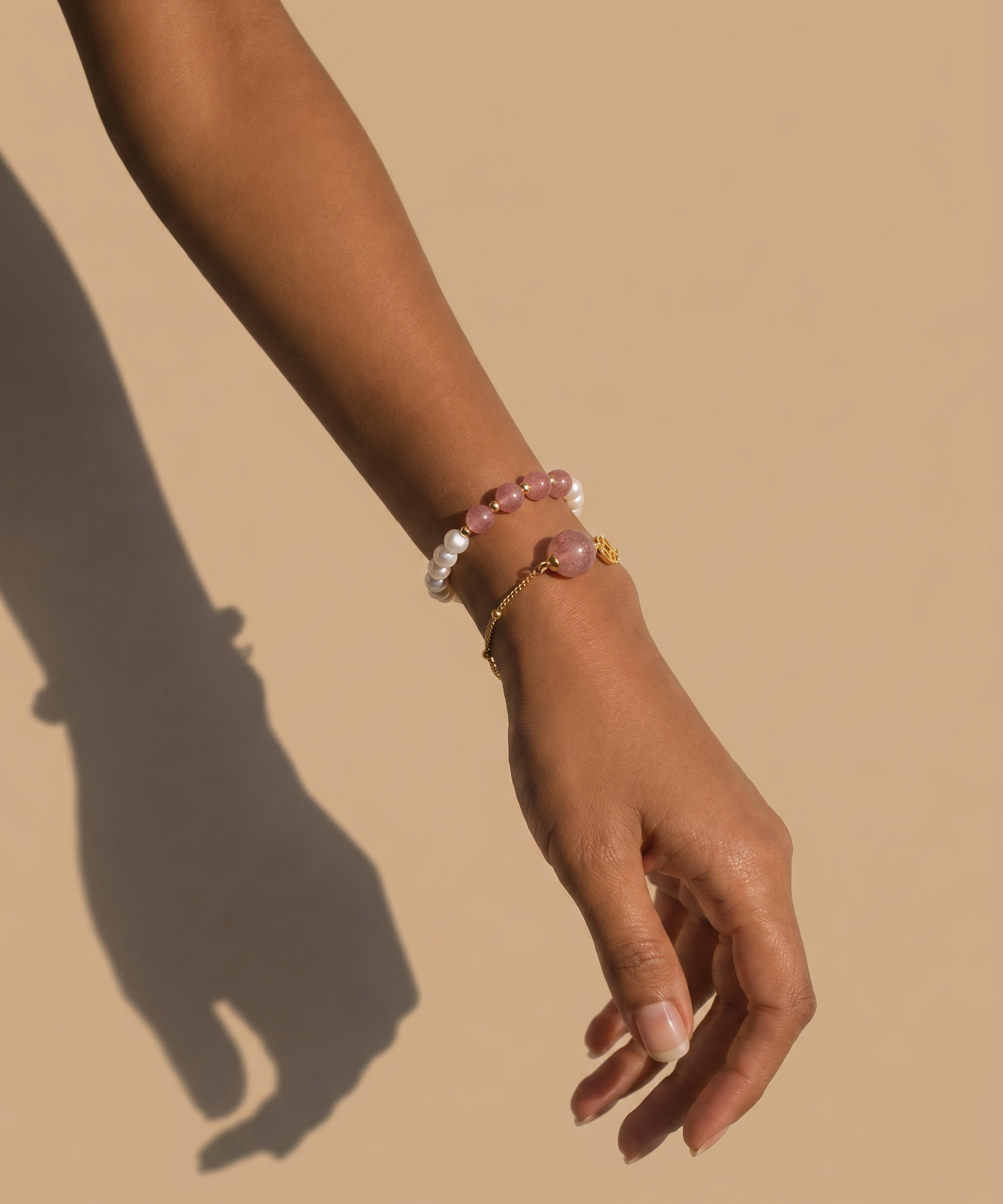 18K Gold Plated Prosperity Strawberry Gemstone Bracelet detail view