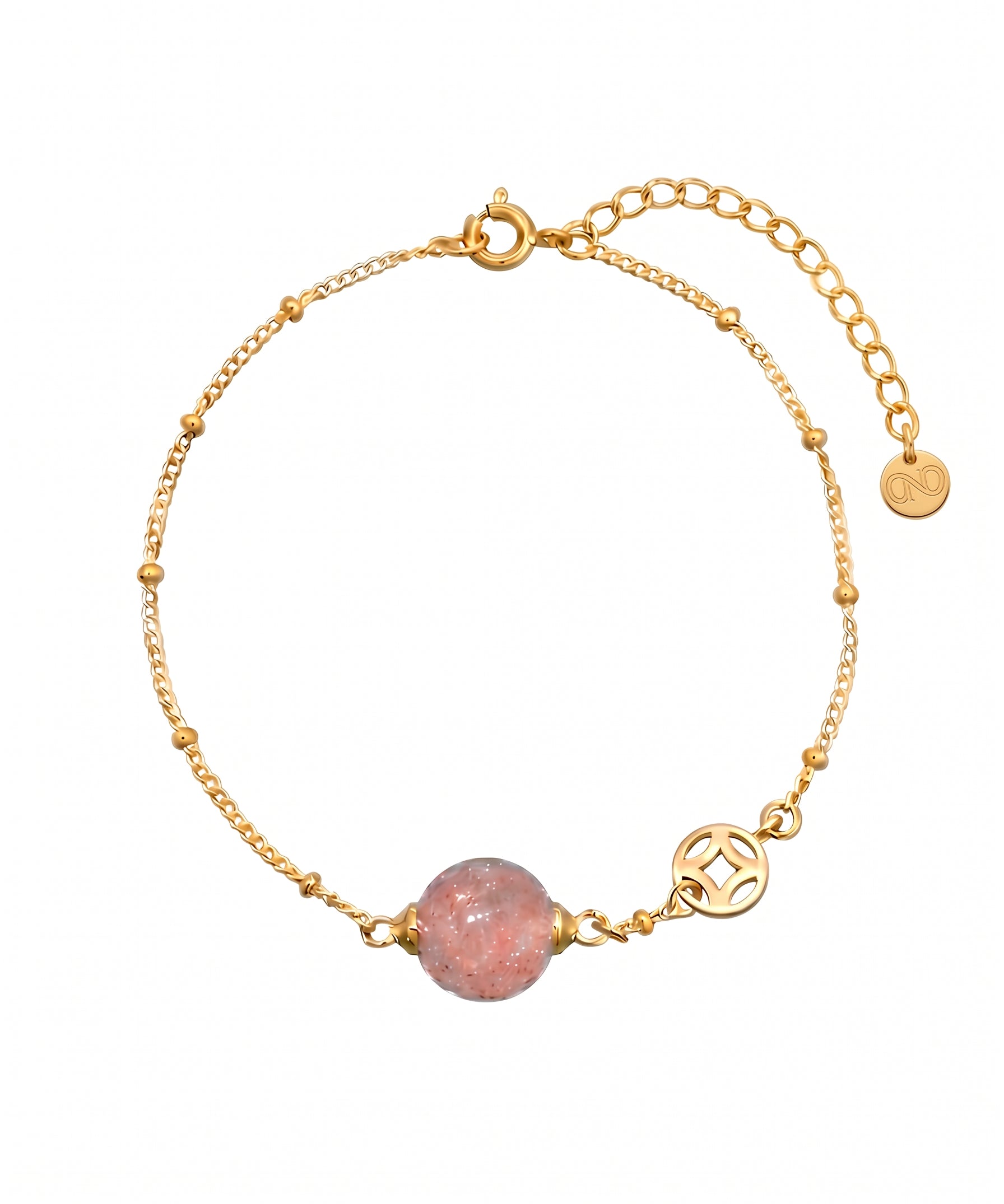 18K Gold Plated Prosperity Strawberry Gemstone Bracelet by Natelyrian