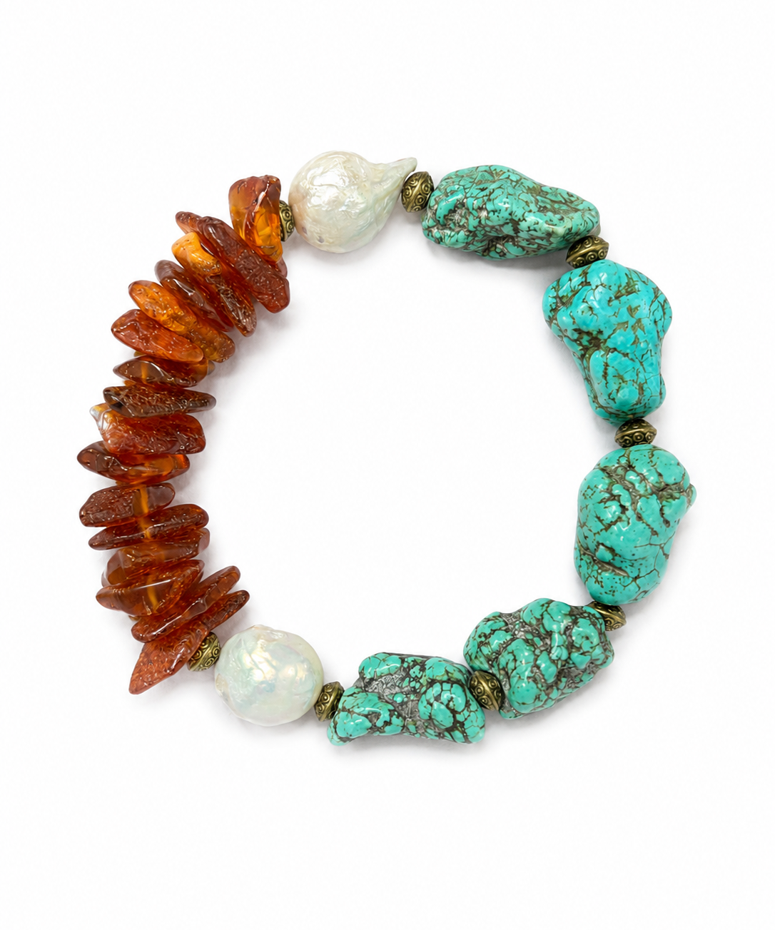 Amber Turquoise Pearl Bracelet by Natelyrian