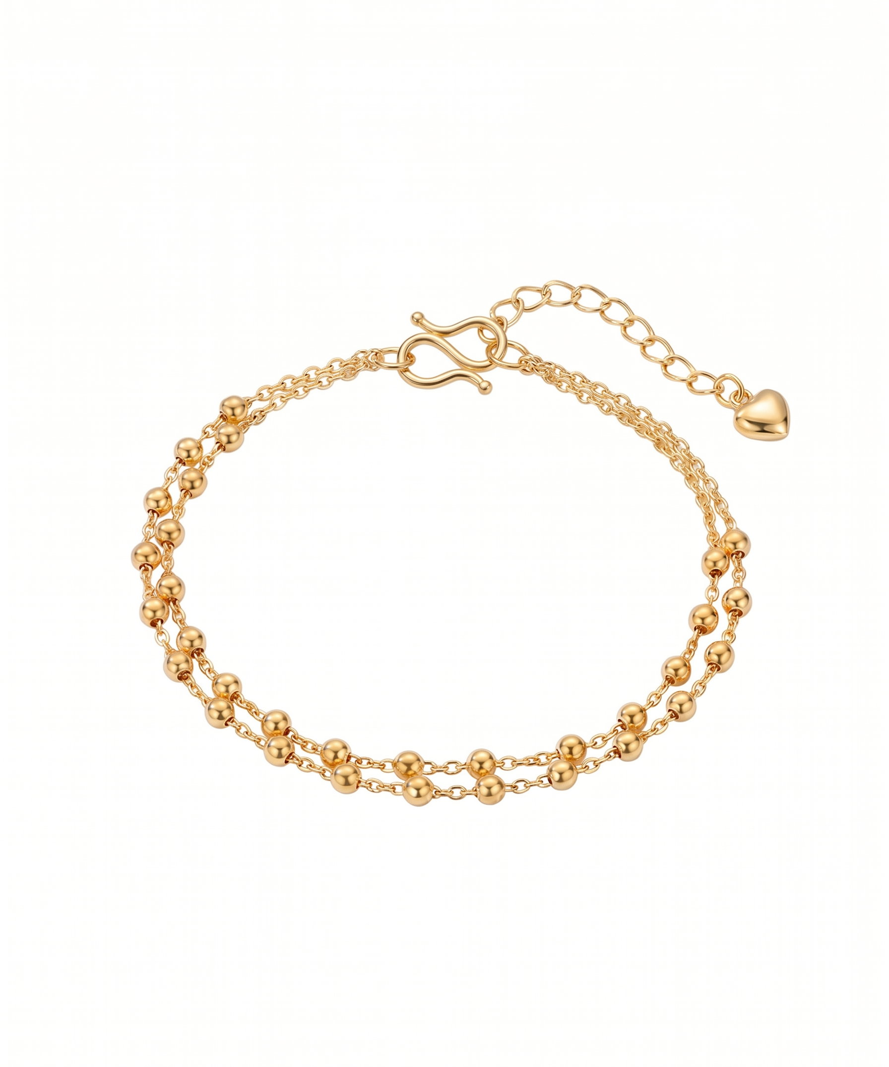 18K Gold Plated Double-Layer Gold Bean Bracelet by Natelyrian