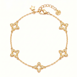 18K Gold Plated Clover Charm Bracelet by Natelyrian