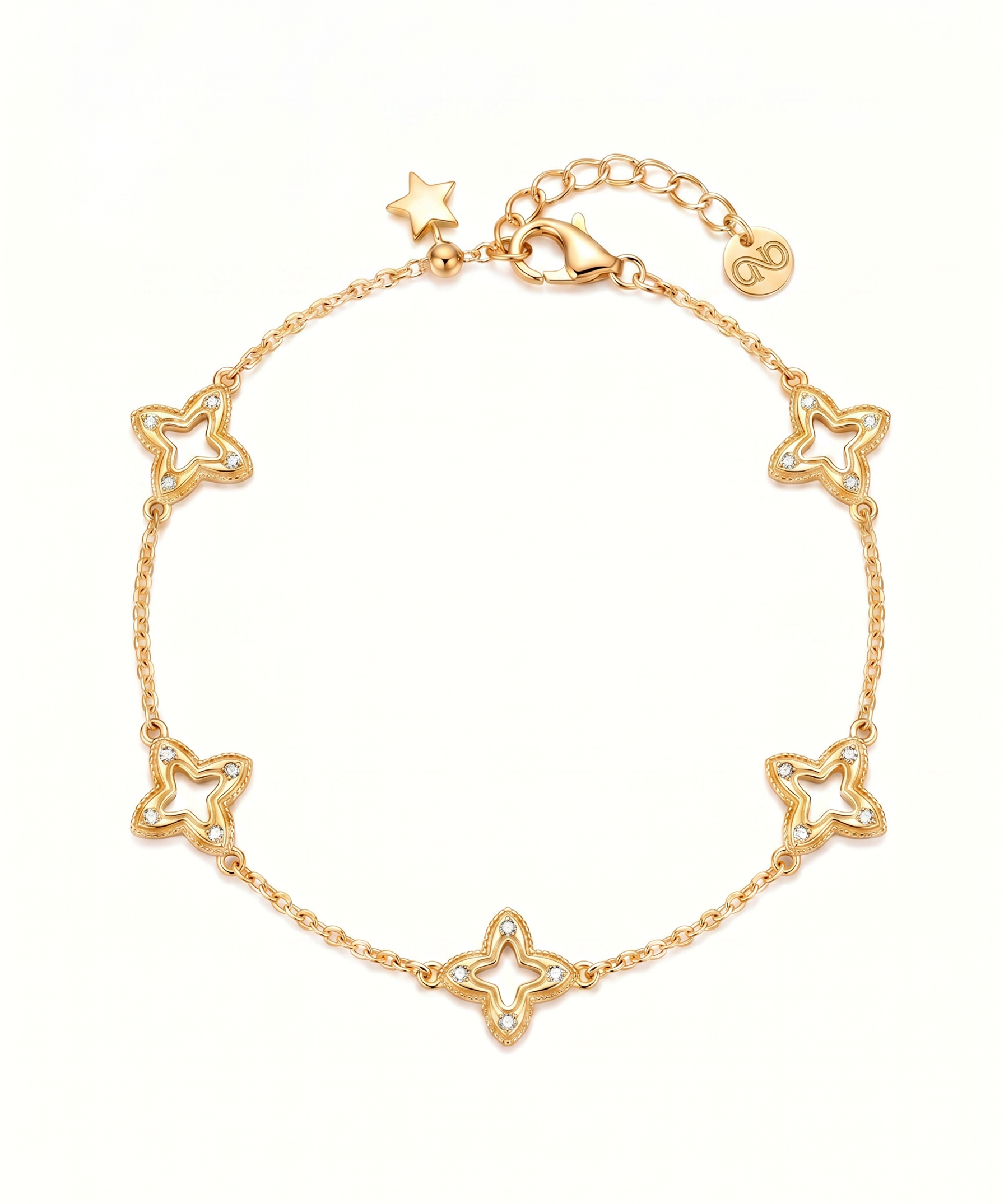 18K Gold Plated Clover Charm Bracelet by Natelyrian