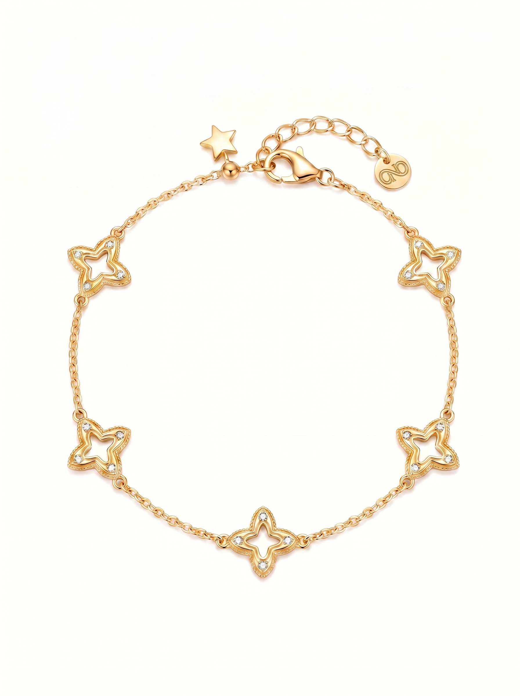 18K Gold Plated Clover Charm Bracelet by Natelyrian