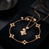 18K Gold Plated Clover Charm Bracelet alternate view