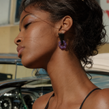 Black Geometric Amethyst Beaded Statement Earrings product view 4