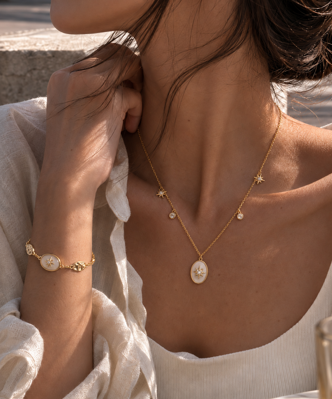 18K Gold Plated Mother of Pearl North Star Gift Sets detail view
