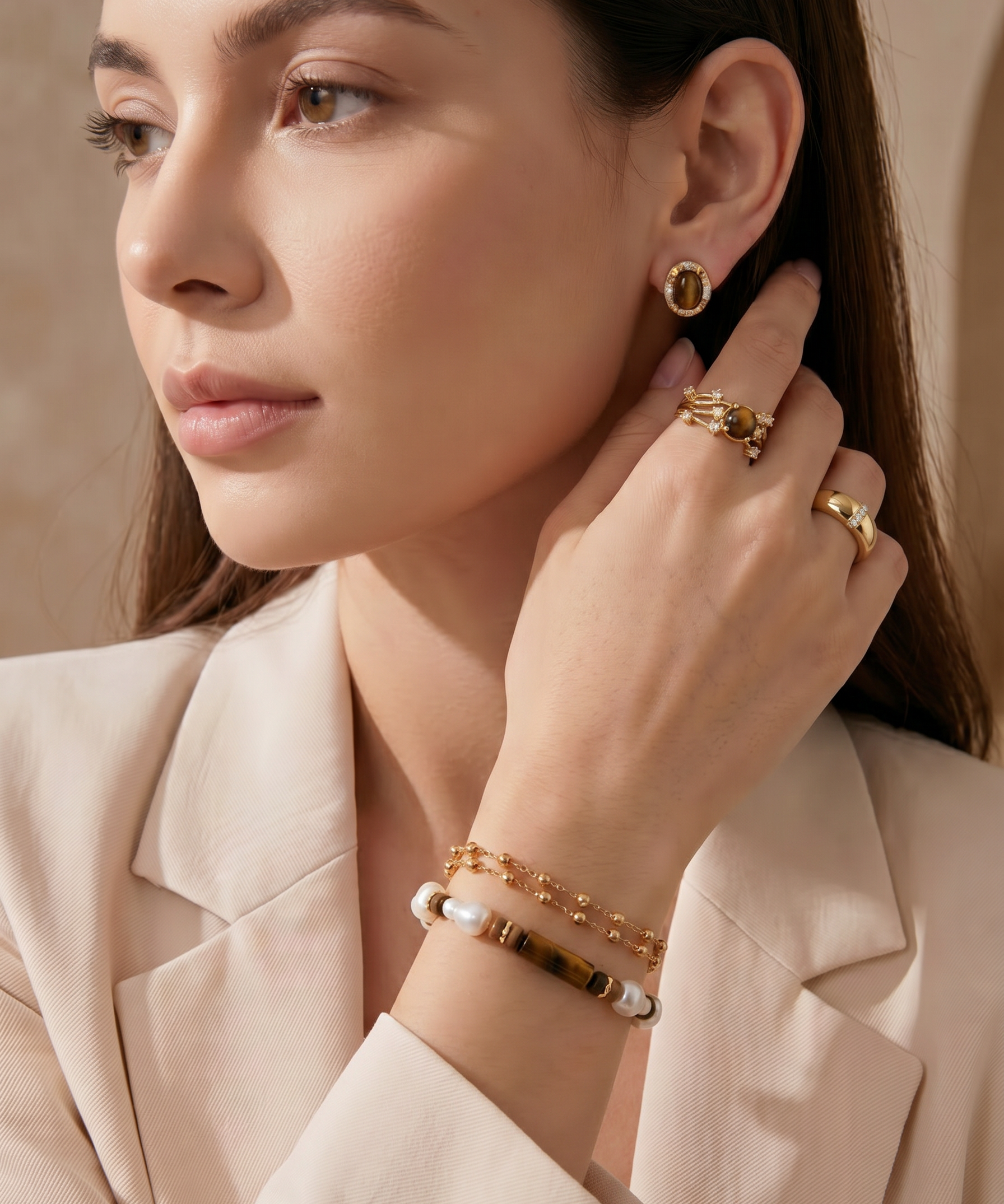 Natural Tiger's Eye Stud Gift Sets detail view