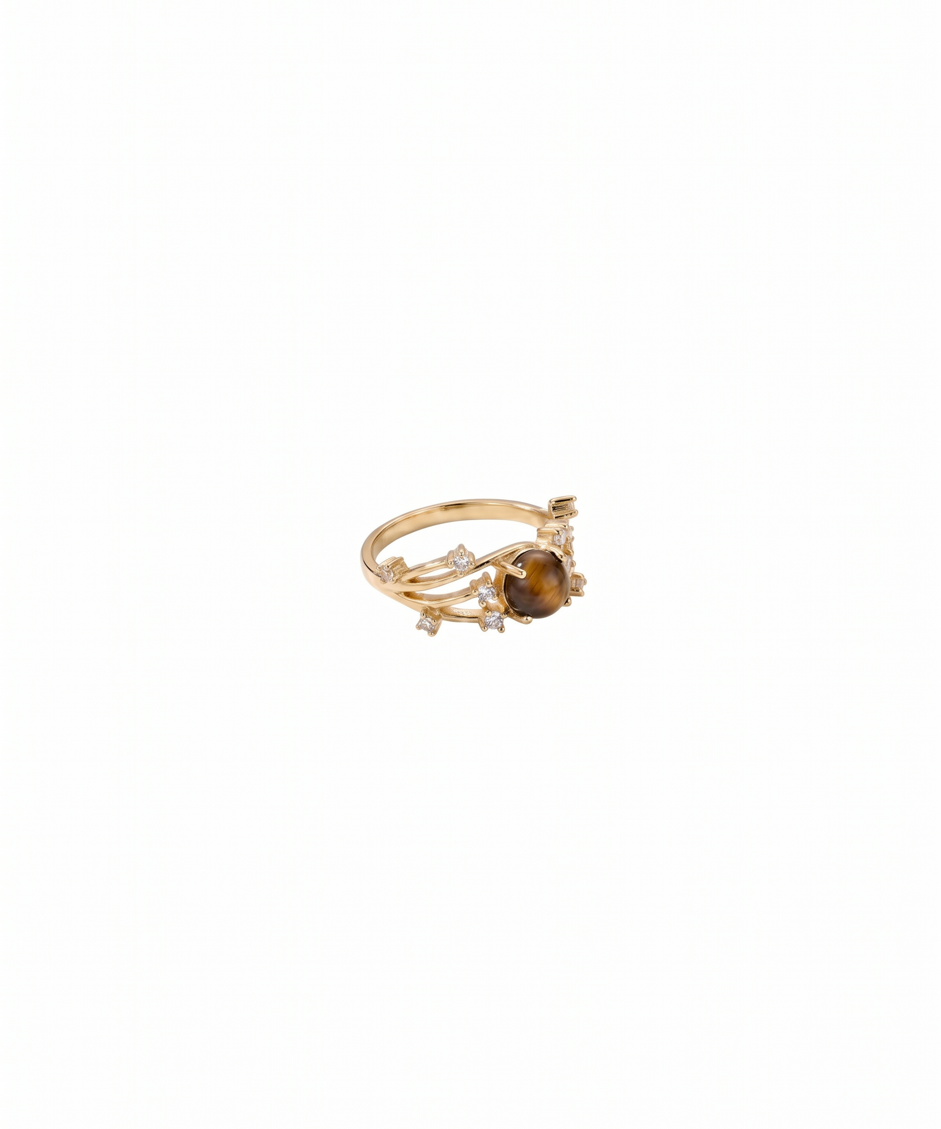 Natural Tiger's Eye Stud Adjustable Ring by Natelyrian