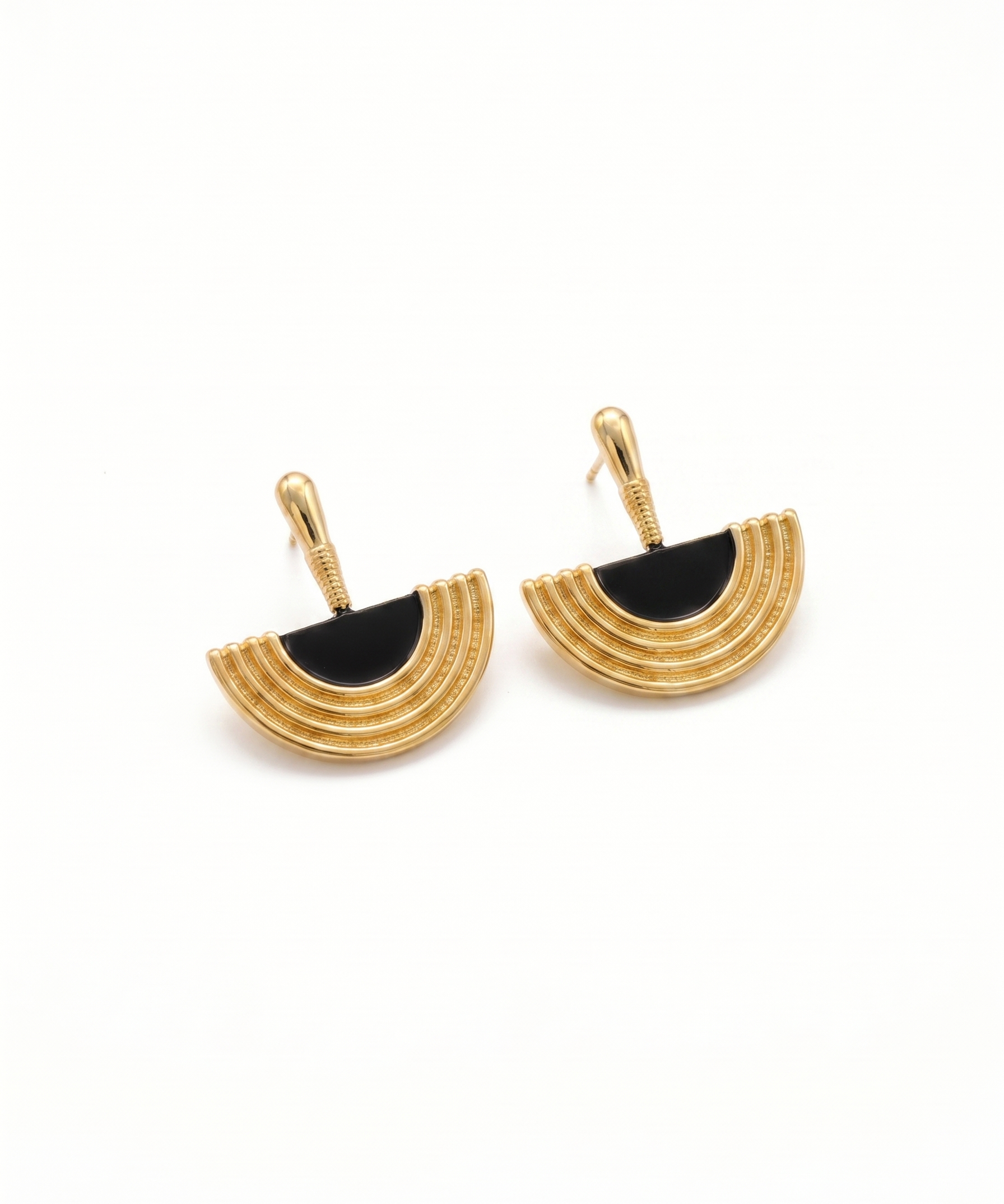 18K Gold Plated Egyptian Black Agate Earrings by Natelyrian