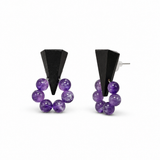 Black Geometric Amethyst Beaded Statement Earrings by Natelyrian