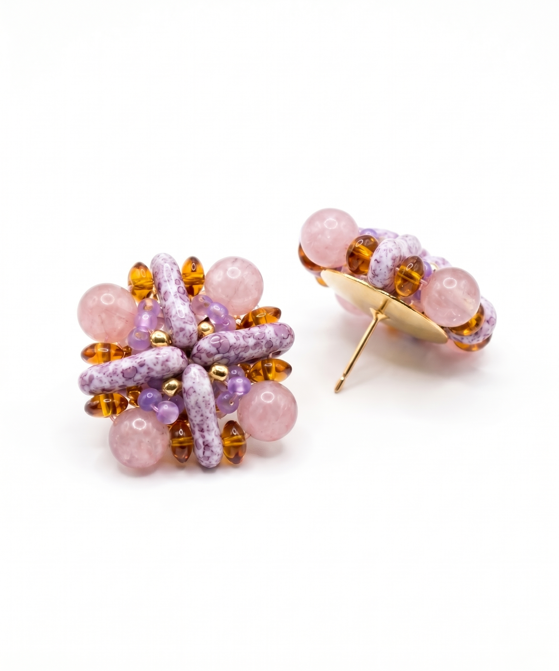 Amethyst & Citrine Crystal Stud Earrings by Natelyrian