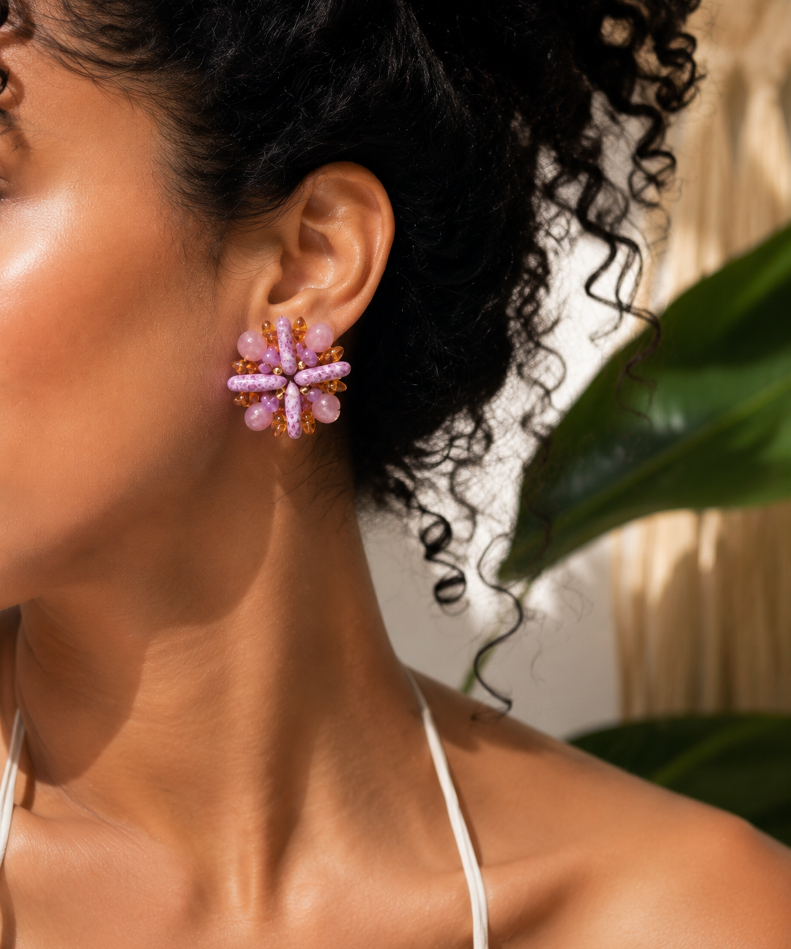 Amethyst & Citrine Crystal Stud Earrings detail view