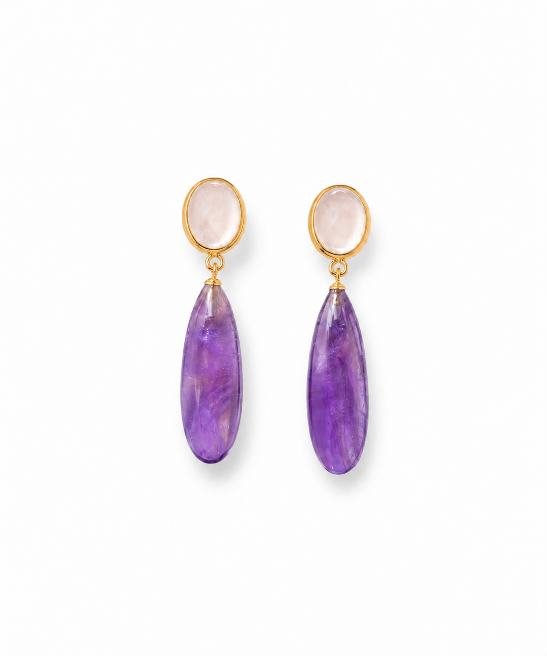 18K Gold Plated Natural Stone Drop Earrings by Natelyrian
