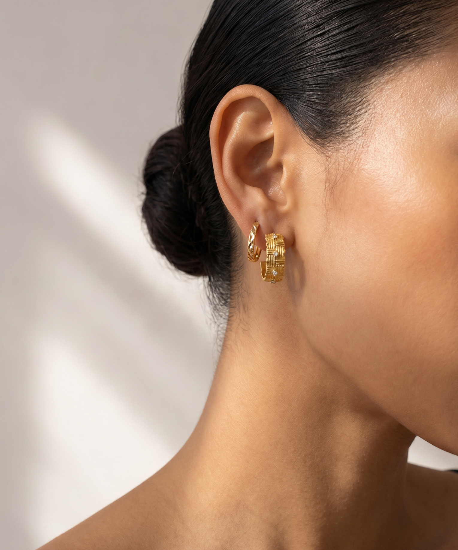18K Gold Plated Sunset Glow Hoop Earrings detail view