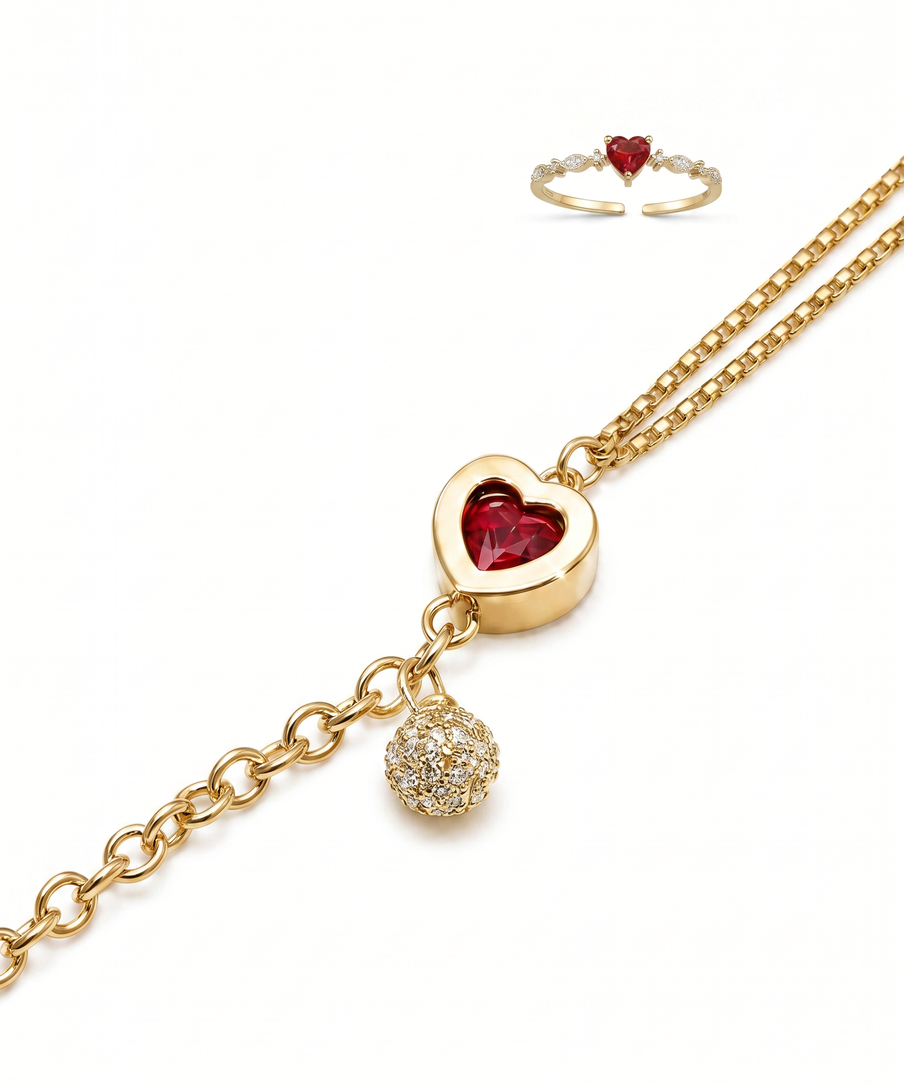 18K Gold Plated Natural Garnet Bracelets detail view