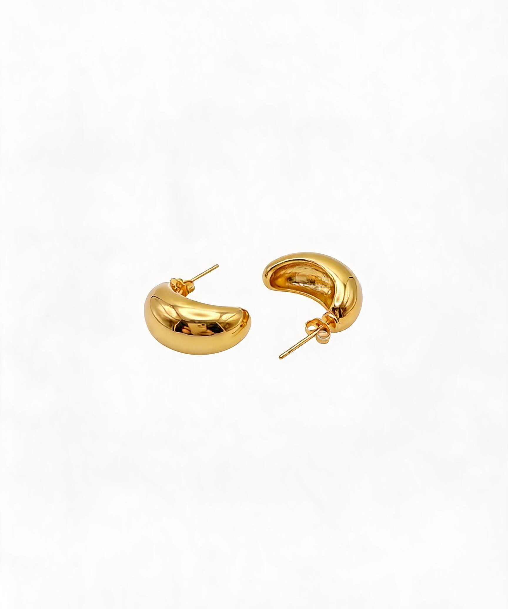 18K Gold & Silver Plated Chunky Curved Stud Earrings by Natelyrian