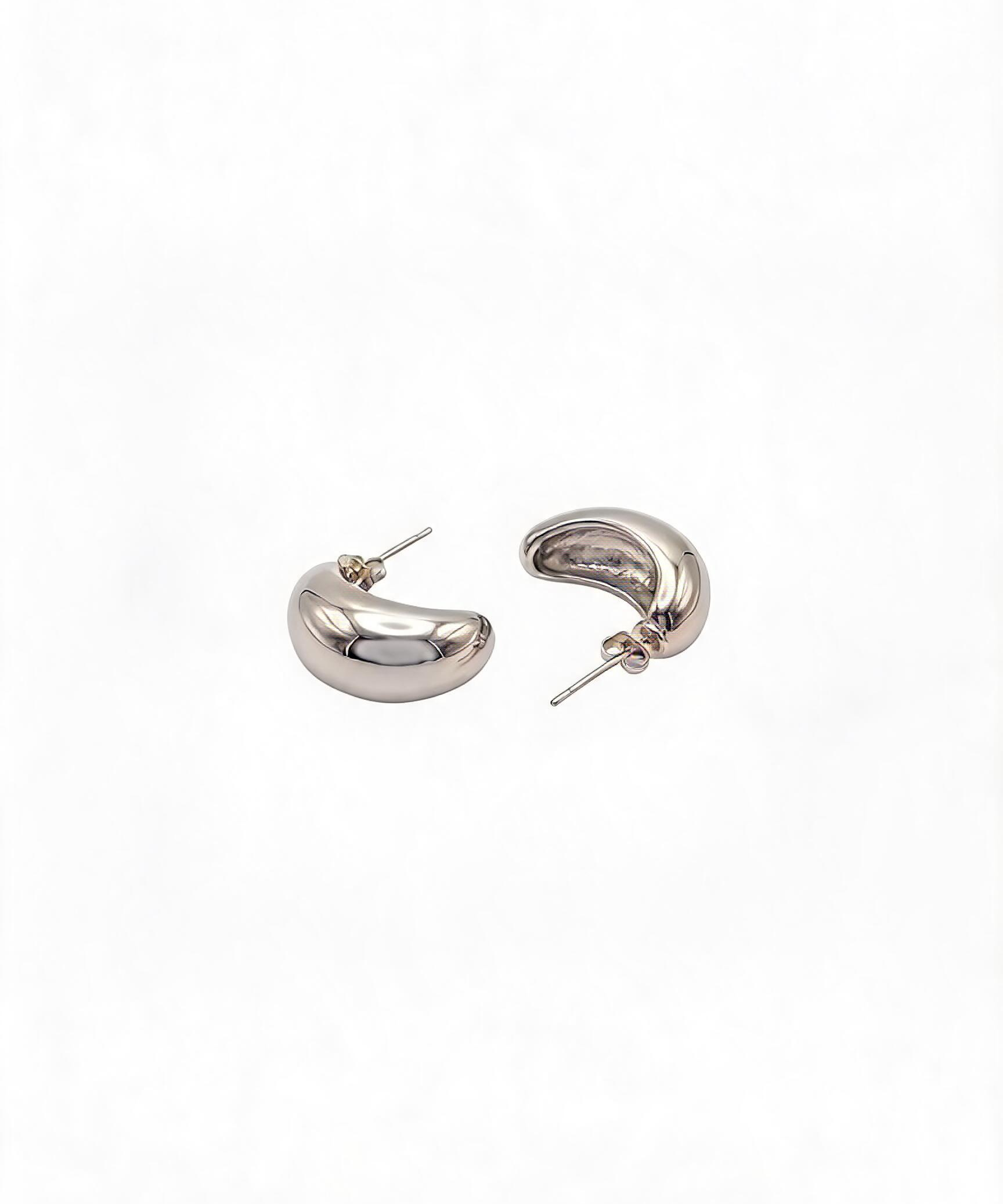 18K Gold & Silver Plated Chunky Curved Stud Earrings alternate view