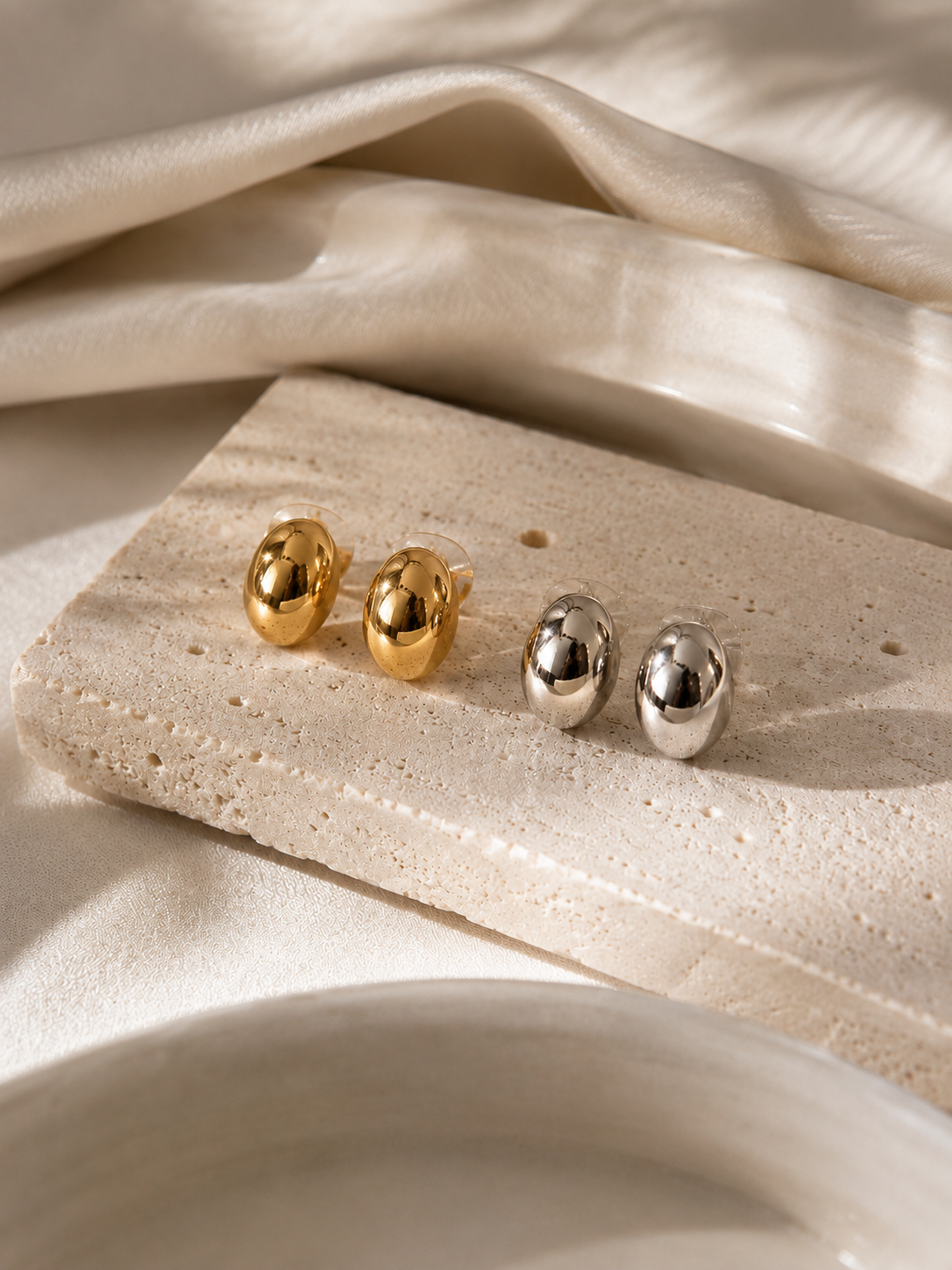 18K Gold/Silver Plated Little Bean INS Stud Earrings product view 5