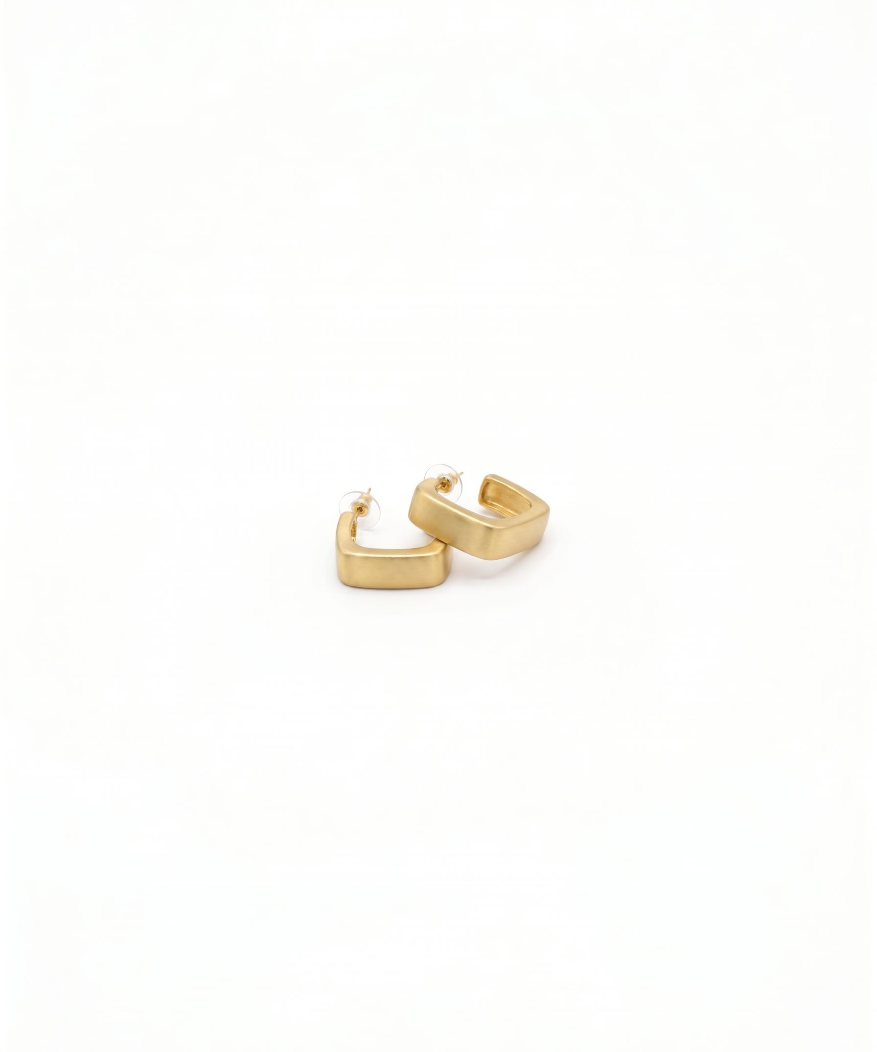 18K Gold Plated Brushed Square Earrings by Natelyrian
