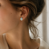 Silver Natural Opal Moonlight Stud Earrings detail view
