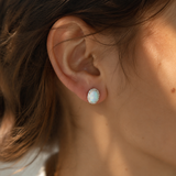 Silver Natural Opal Moonlight Stud Earrings product view 5