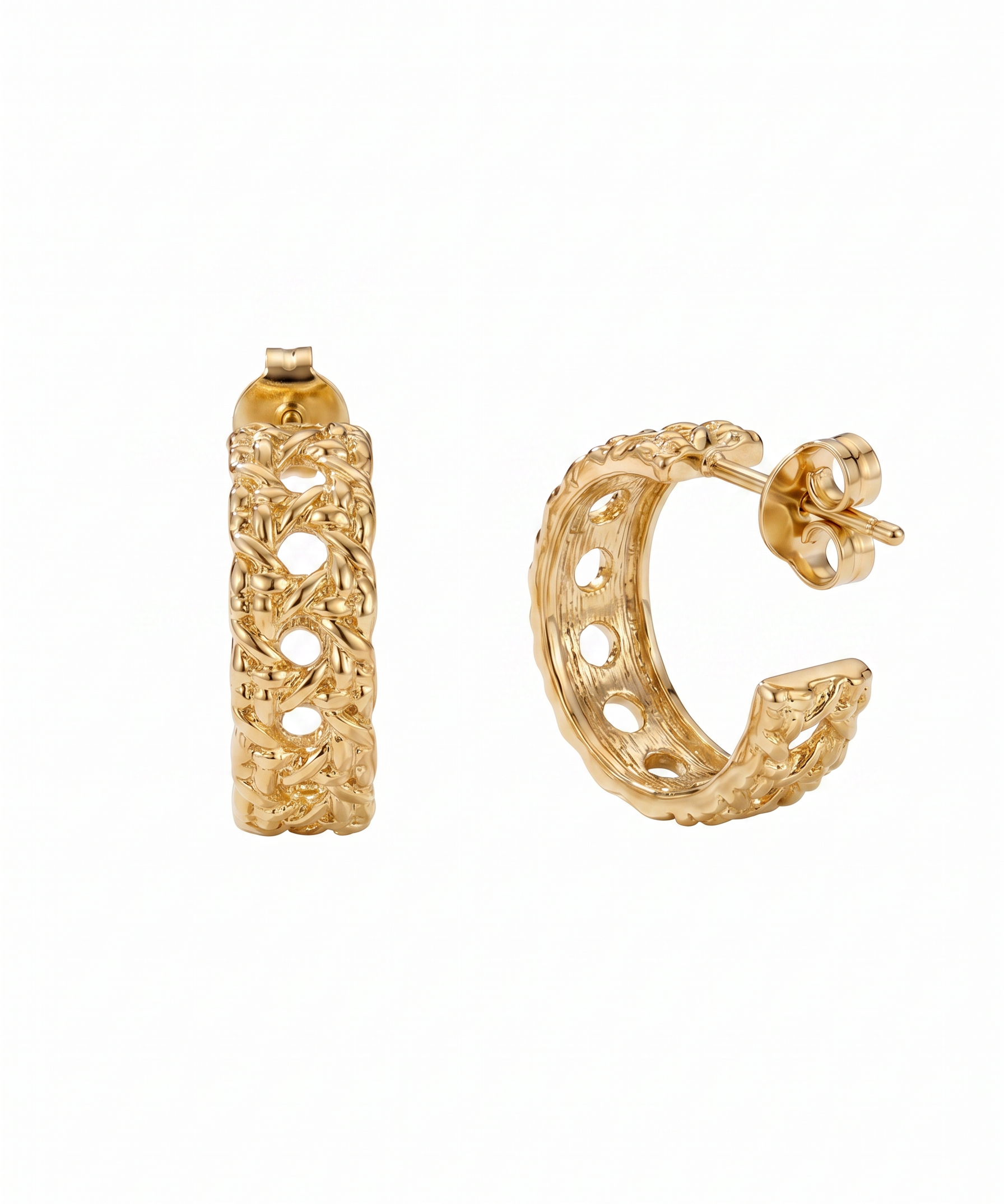18K Gold Plated Woven Hoop Earrings by Natelyrian