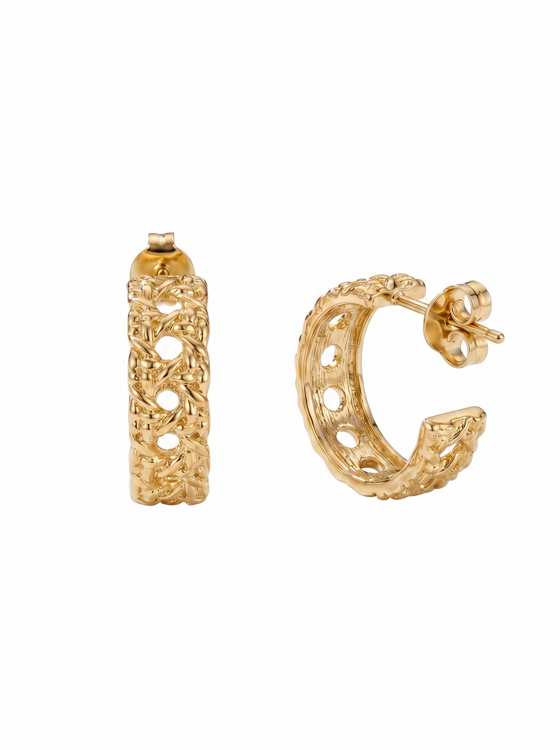 18K Gold Plated Woven Hoop Earrings by Natelyrian