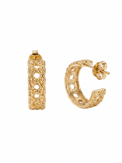18K Gold Plated Woven Hoop Earrings by Natelyrian