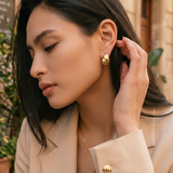 18K Gold and Silver Plated Brushed C-Shaped Hoop Earrings product view 5