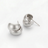 18K Gold and Silver Plated Brushed C-Shaped Hoop Earrings product view 8