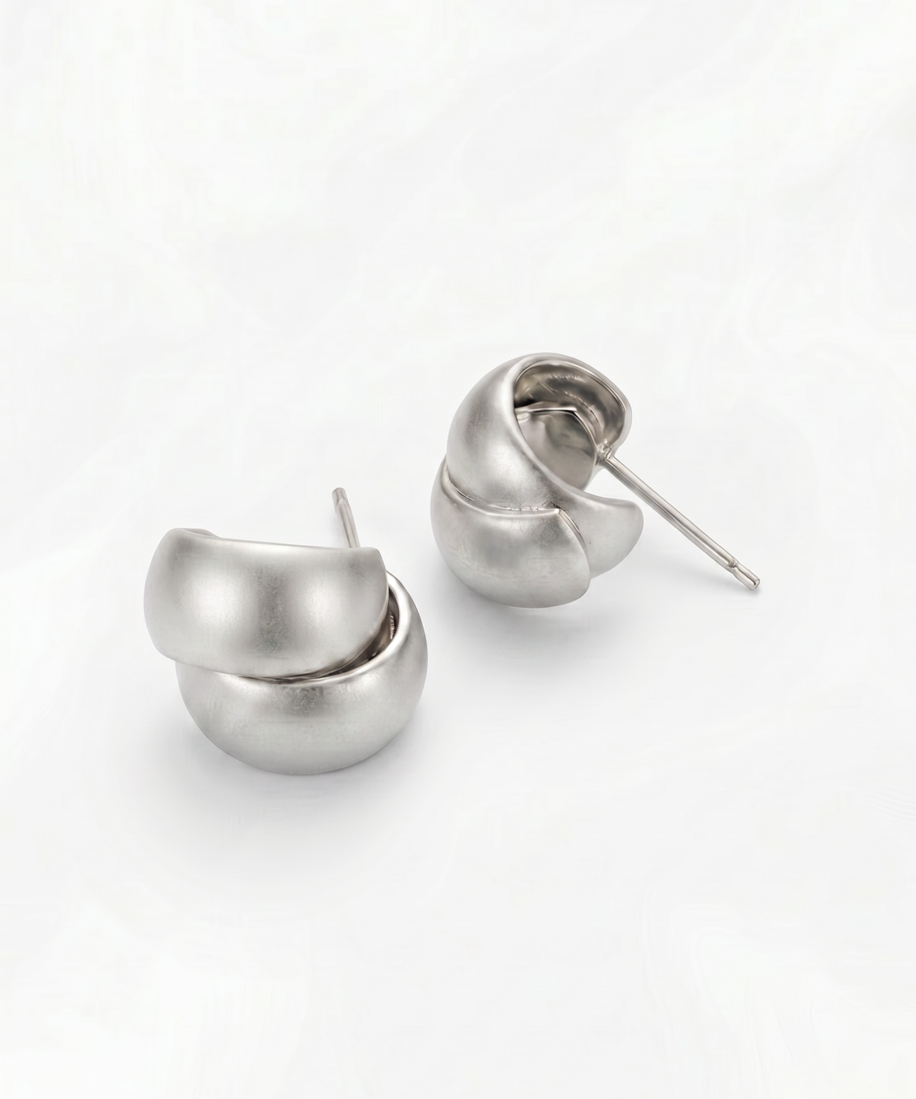 18K Gold and Silver Plated Brushed C-Shaped Hoop Earrings product view 8