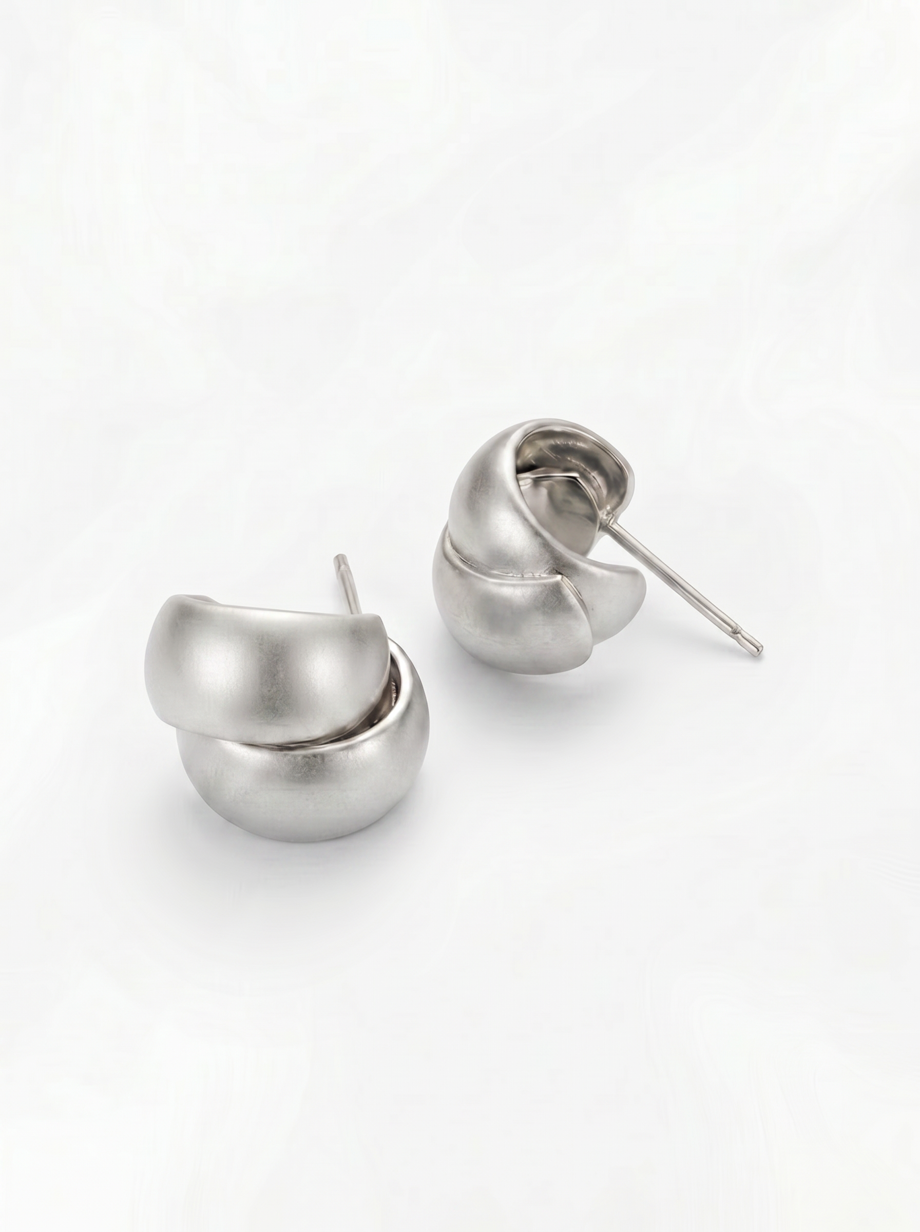 18K Gold and Silver Plated Brushed C-Shaped Hoop Earrings product view 8