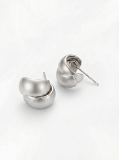 18K Gold and Silver Plated Brushed C-Shaped Hoop Earrings product view 8