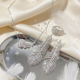 Silver Plated Cubic Zirconia Feather Necklace alternate view