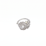 Silver Plated Cubic Zirconia Feather Ring by Natelyrian