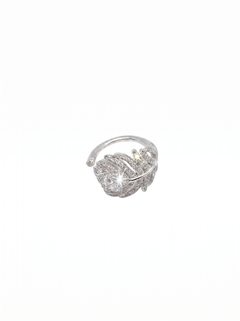 Silver Plated Cubic Zirconia Feather Ring by Natelyrian