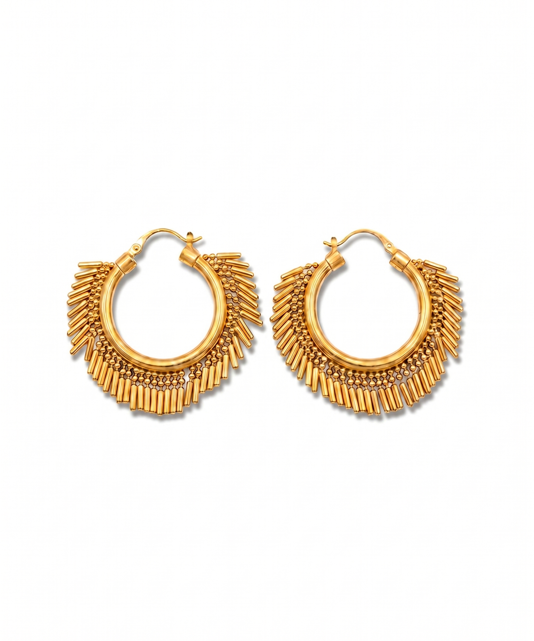 18K Gold Plated Sunburst Hoop Earrings by Natelyrian
