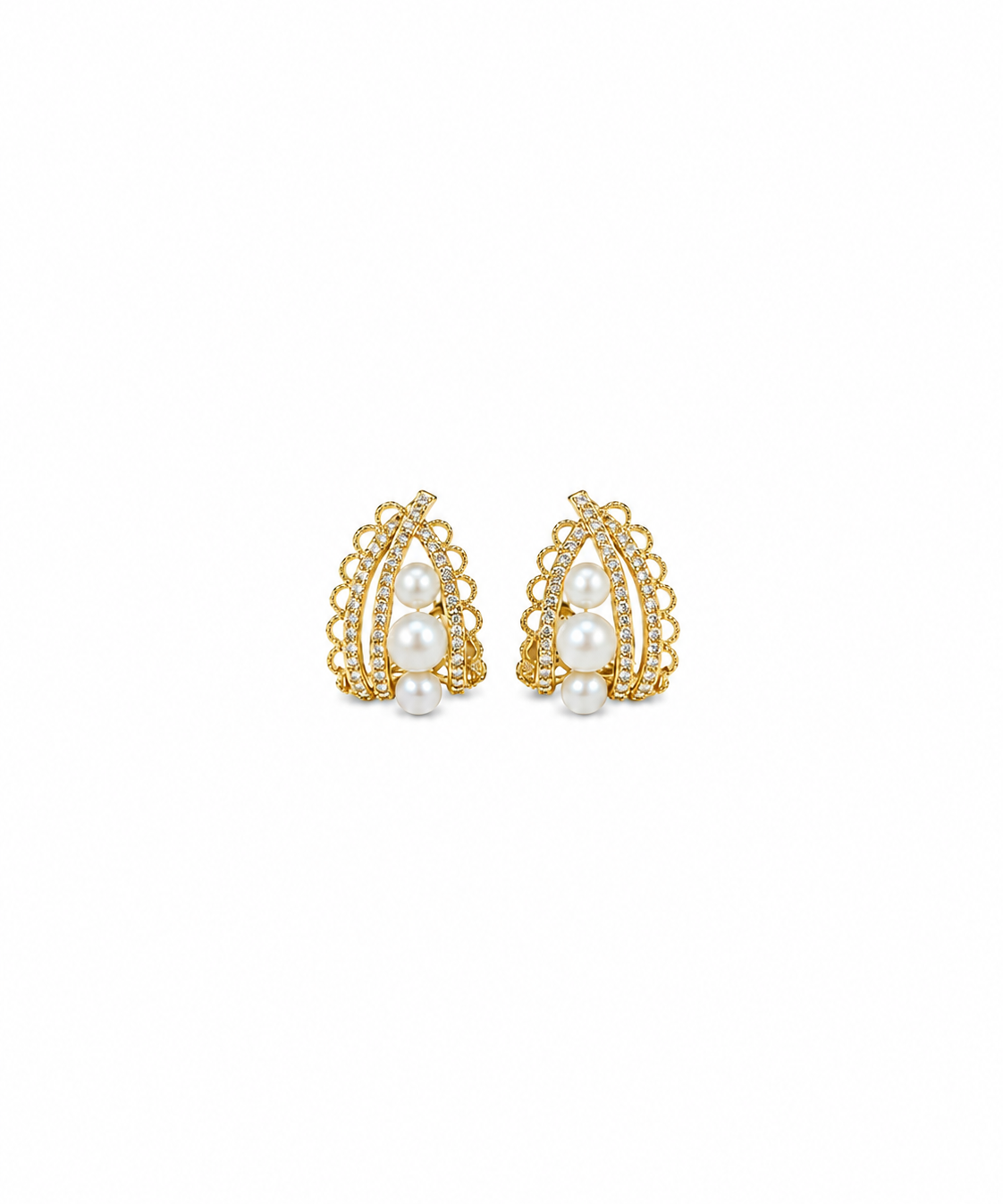 Gold and Silver Plated Pearl Cluster Earrings by Natelyrian