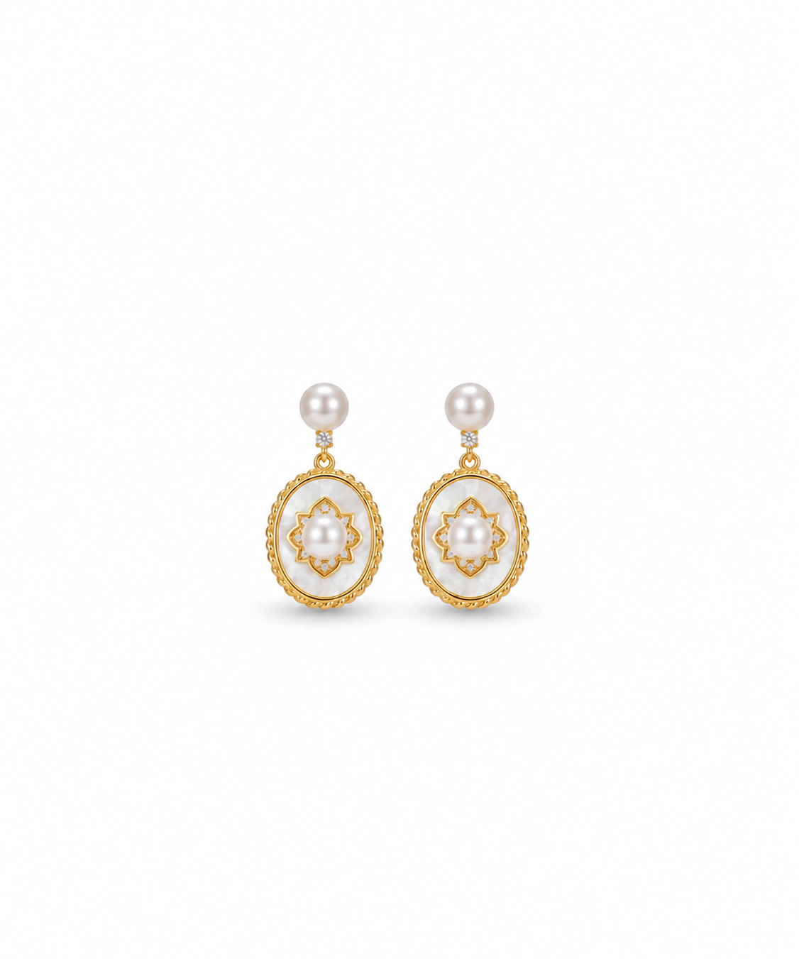 Silver Plated Snowflake Freshwater Pearl Earrings product view 6