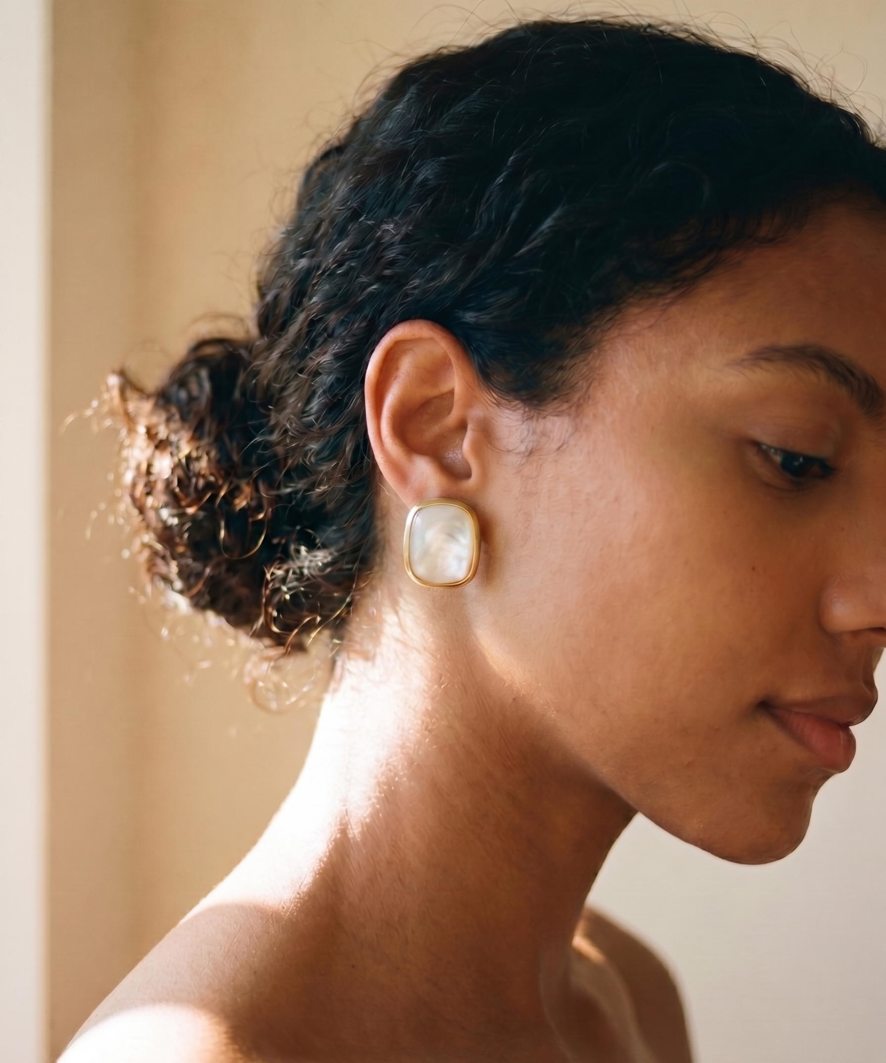 Mother of Pearl Geometric Designer Earrings detail view
